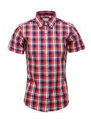 Relco Ladies Navy/Red Button Down Short Sleeved Shirts