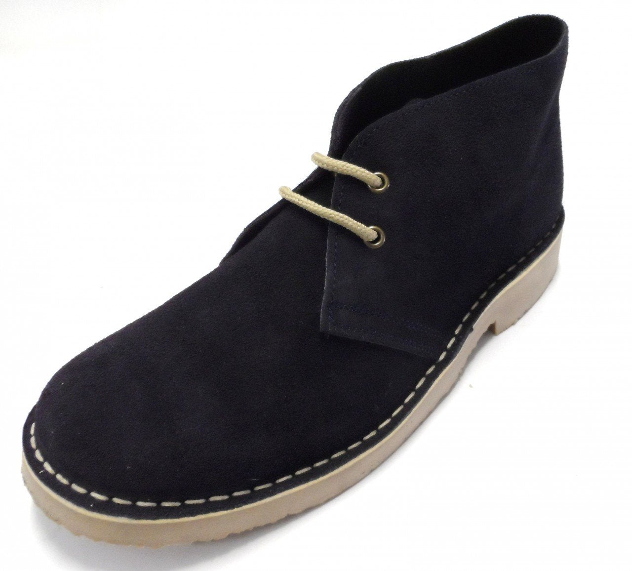 Roamers Navy Retro 70s Mod Style Real Suede Desert Boots