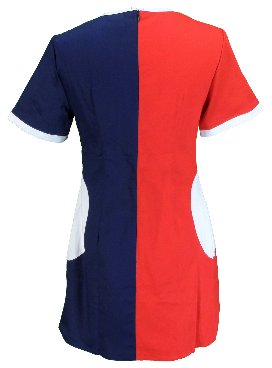 strapless open back dress Ladies Retro Mod Vintage Red White and Blue Dress – Mod Dresses