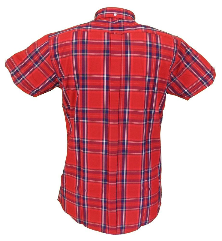 Relco Retro Red Check Ladies Button Down Short Sleeved Shirts