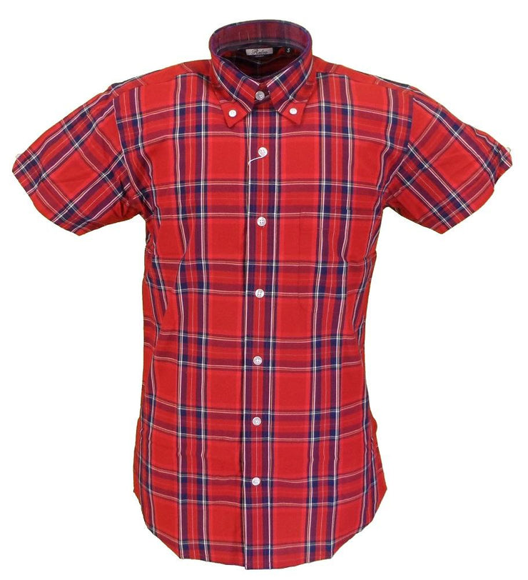 Relco Retro Red Check Ladies Button Down Short Sleeved Shirts