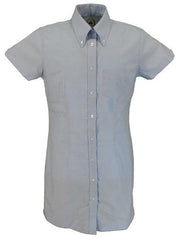 Relco Ladies Blue Oxford Retro Shirt Dress