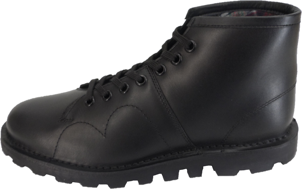 Grafters Original Retro Black Monkey Boots – Czech Army Style, Coated Leather, Size 4 Unisex