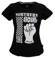 Stomp Ladies Black Norhern Soul Keep The Faith T Shirts